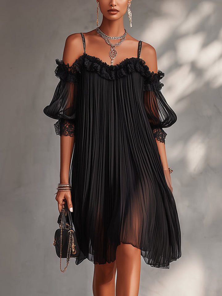 Chiffon Nocturne | Mini-Robe Dentelle