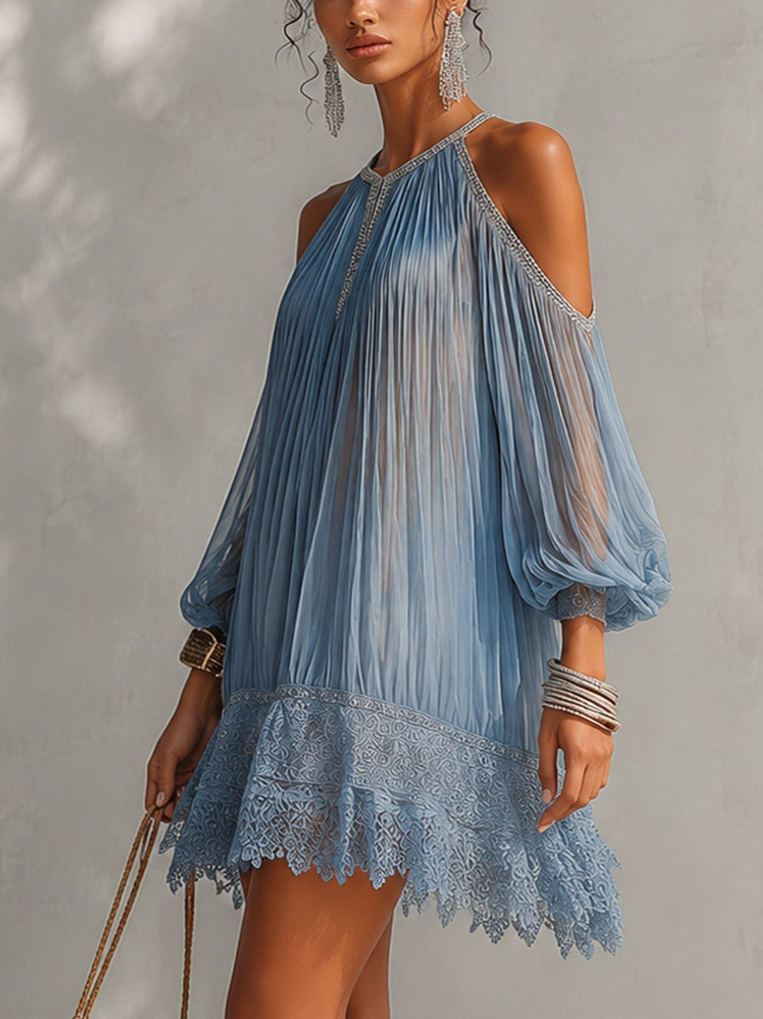 Douceur Bleutée | Mini-Robe Dentelle