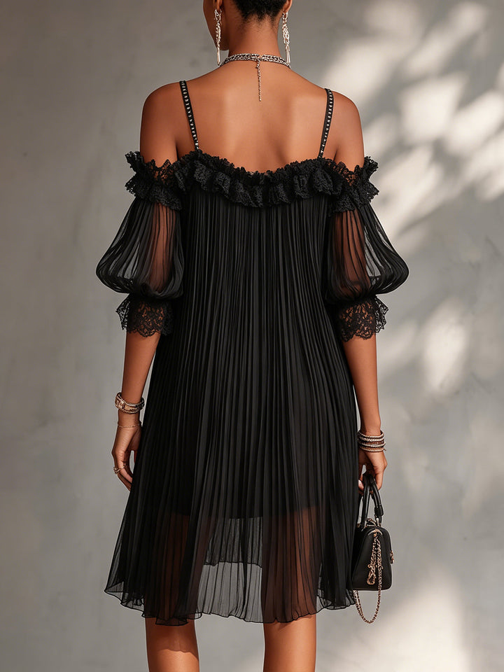 Chiffon Nocturne | Mini-Robe Dentelle