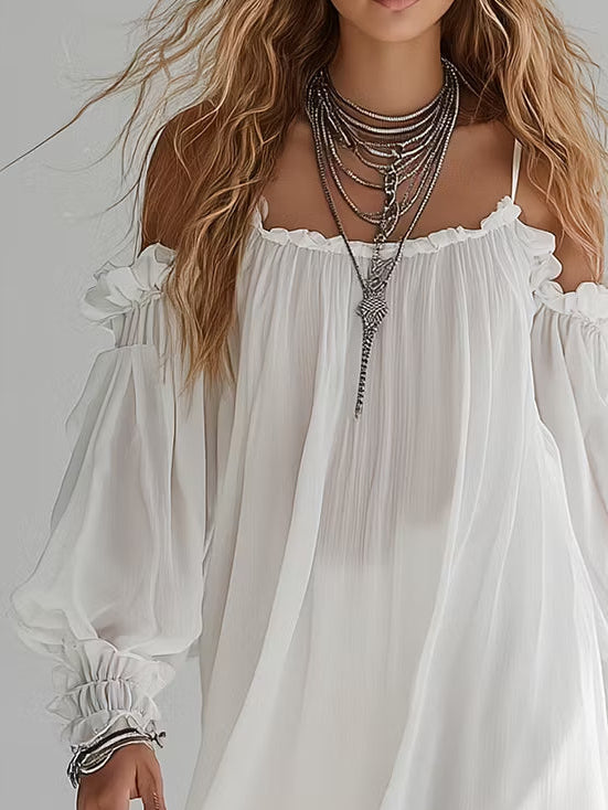 Vent Bohème | Mini-Robe Épaules Dénudées