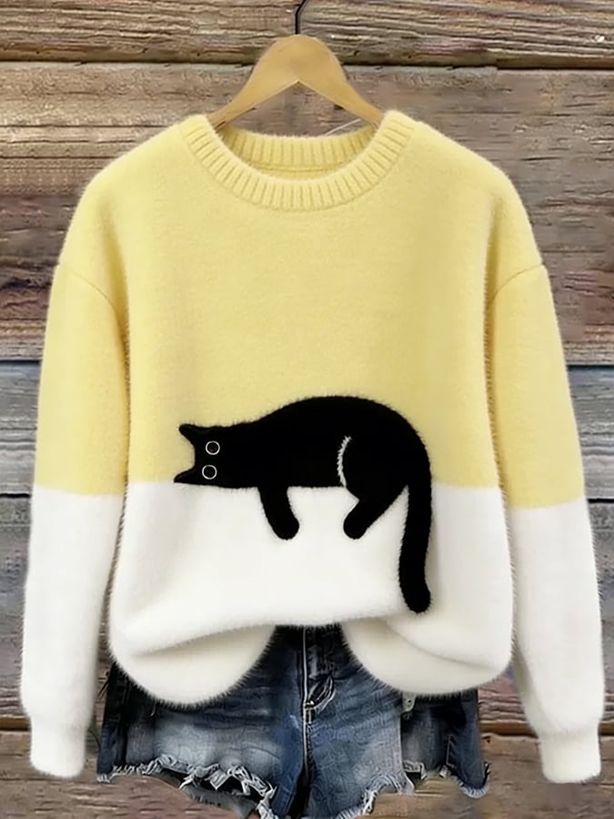 Éloïse | Pull Oversize Imprimé Chat