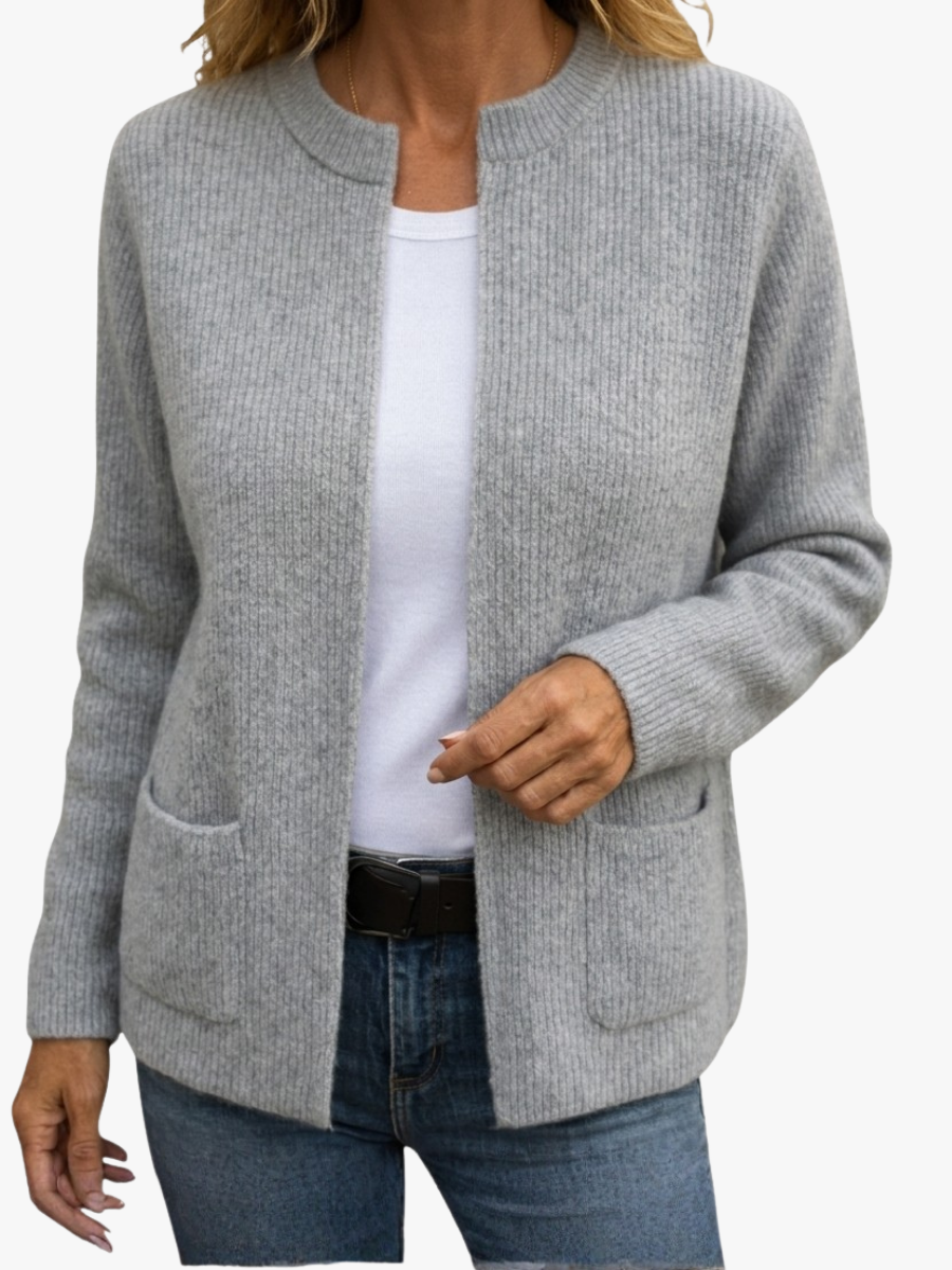 Fleur | Gilet Zippé en Maille Chaude à Poches