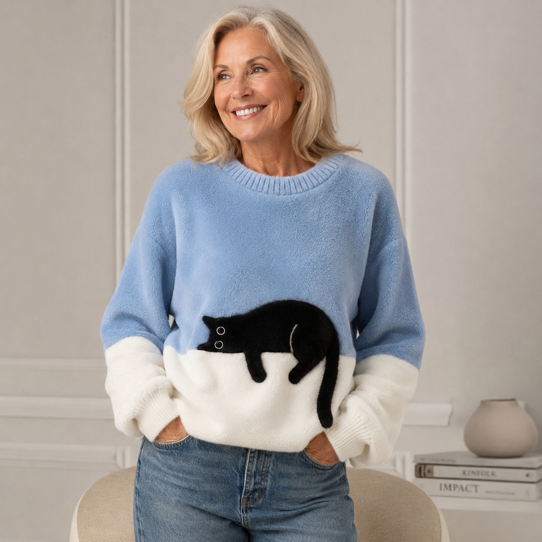 Éloïse | Pull Oversize Imprimé Chat