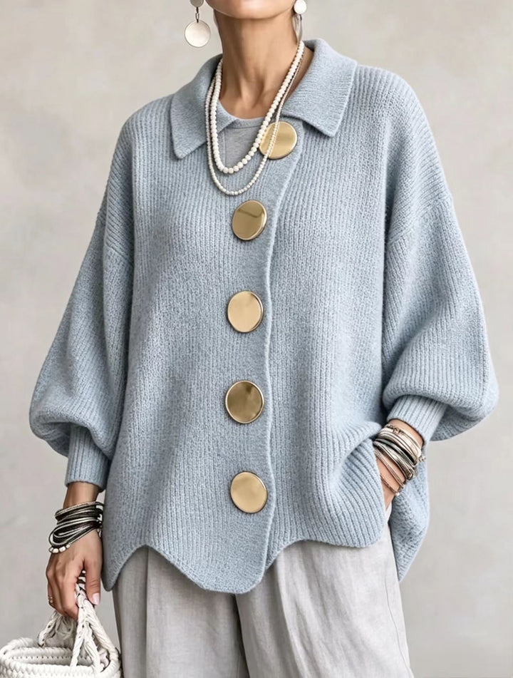 Solène | Cardigan oversize à gros boutons dorés