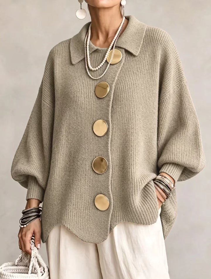 Solène | Cardigan oversize à gros boutons dorés