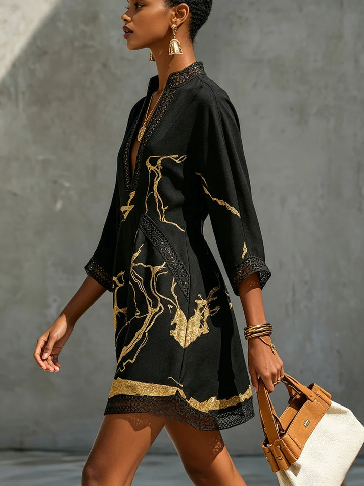 Marbre Doré | Robe Courte Macramé